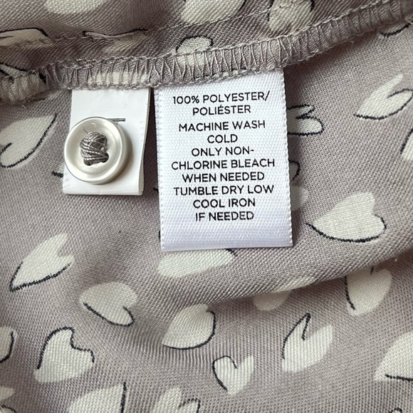 Ann Taylor LOFT Blouse Heart Print Long Sleeve Popover Top - Picture 5 of 6